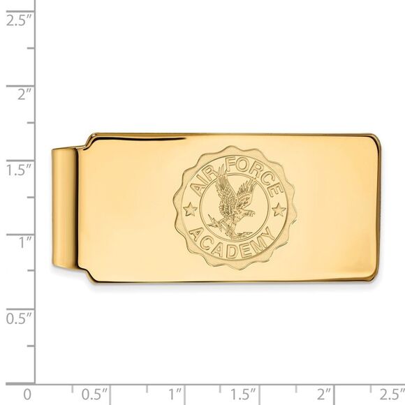 14k Gold Plated Silver U.S. Air Force Academy Crest Money Clip - Picture 2 of 3